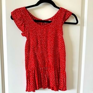 Cute floral red ruffle top